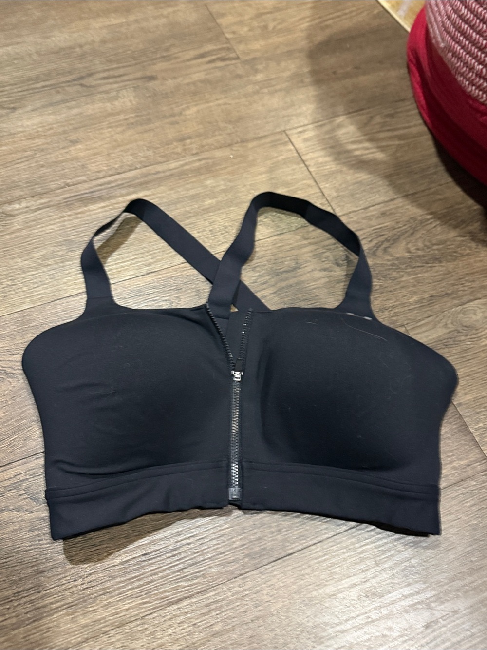 Under Armour Black Front-Zip Sports Bra with Crossback Straps